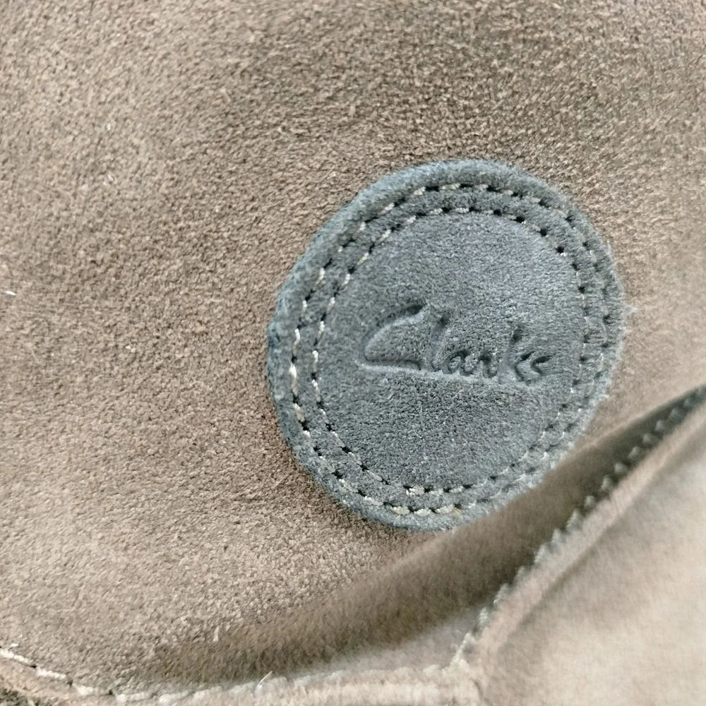 Clarks Brown Suede Boots; Fair Isle Knit Trim Faux Fur Lined